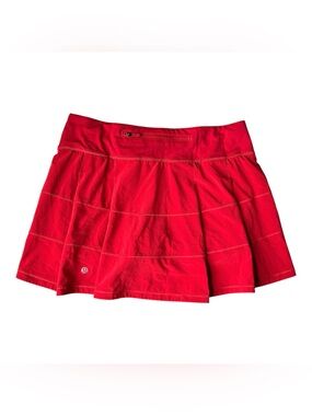 Lululemon Pace Rival Mid-Rise Skirt Long Tall Tennis Dark Red Women Sz 8 EUC HTF